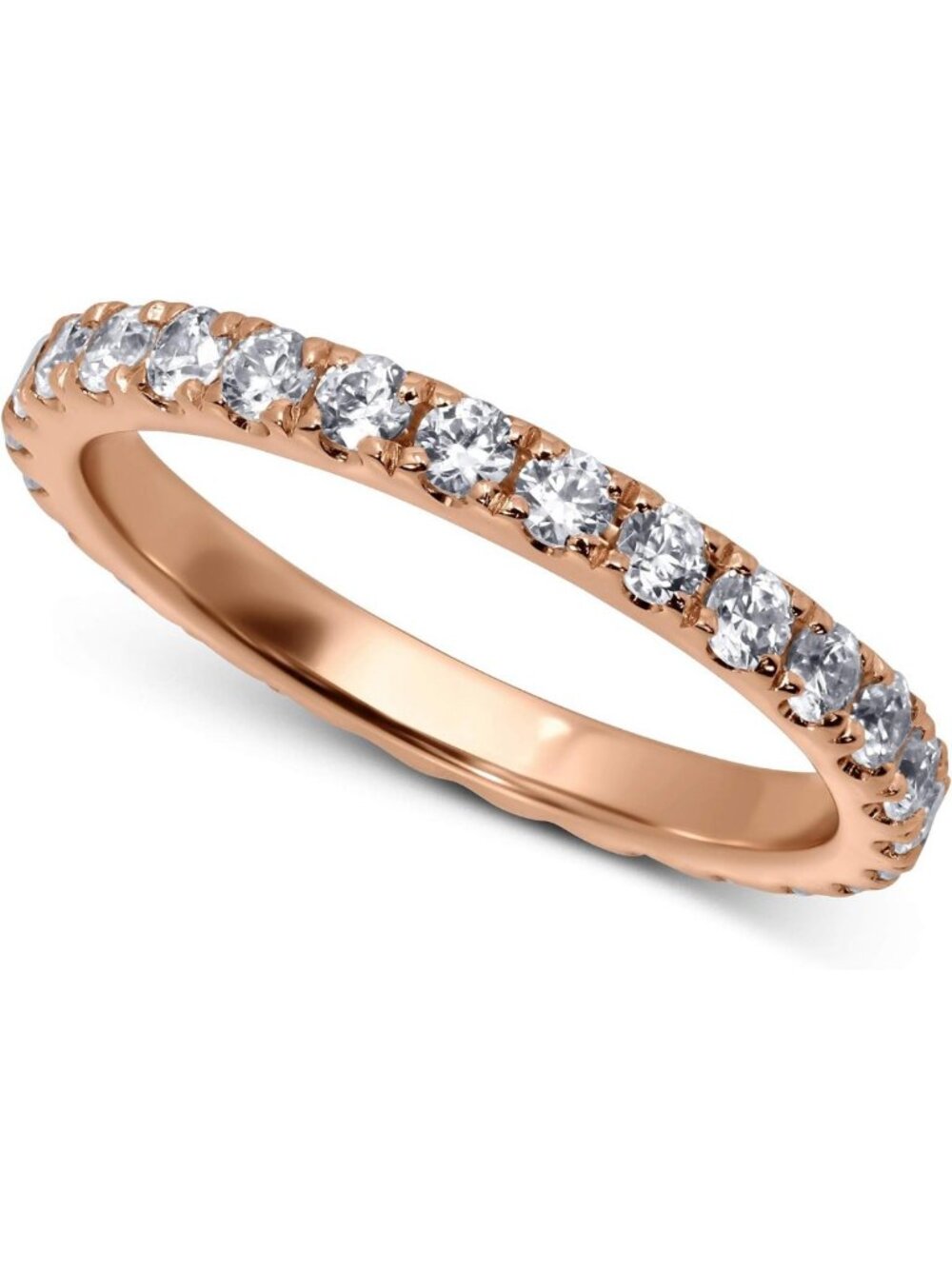 925 Sterling Silver CZ Eternity Band Ring - Gold Plated in Yellow & Rose Options